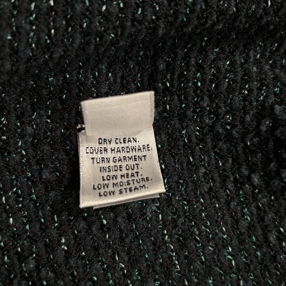 St. John Knit Bouclé Jacket Size 6 Black Green Tweed Wool Cashmere Angora USA - Picture 6 of 8